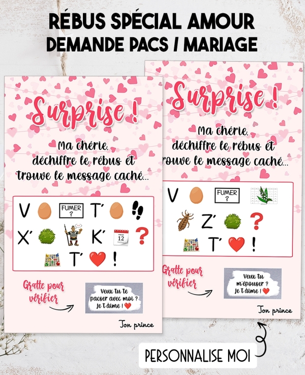 Rébus "amour" à déchiffrer pour demande en mariage ou en pacs. rébus amour demande pacs. rébus amour demande mariage.