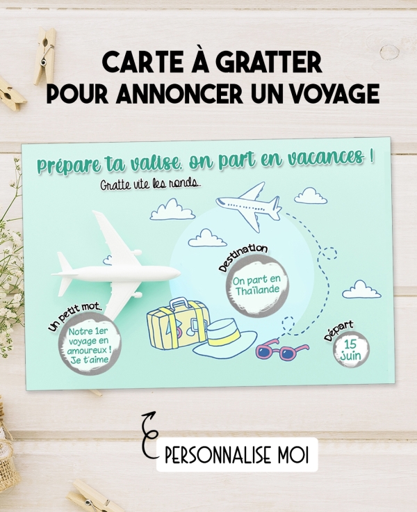 carte voyage. voyage surprise. vacance surprise. carte gratter voyage. carte offrir un voyage