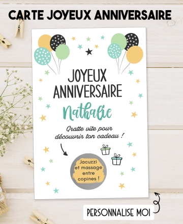 carte anniversaire. carte joyeux anniversaire. carte cadeau anniversaire. carte gratter anniversaire
