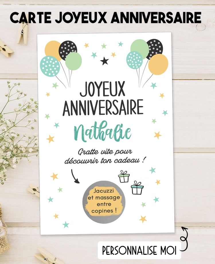 carte anniversaire. carte joyeux anniversaire. carte cadeau anniversaire. carte gratter anniversaire