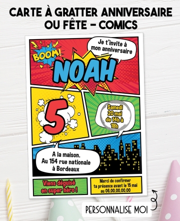 invitation super héro. anniversaire garçon. invitation anniversaire enfant. carte invitation enfant. carte enfant super héro