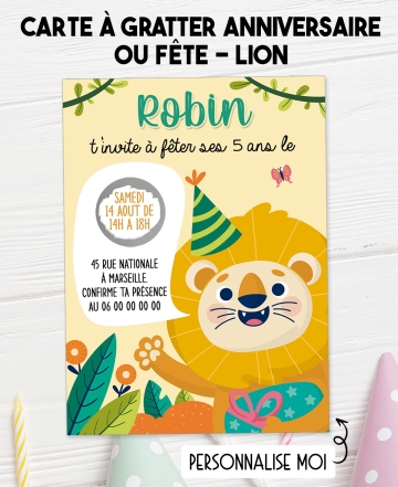 carte invitation. carte baptême. carte anniversaire enfant. carte tigre. anniversaire tigre. carte invitation gratter.