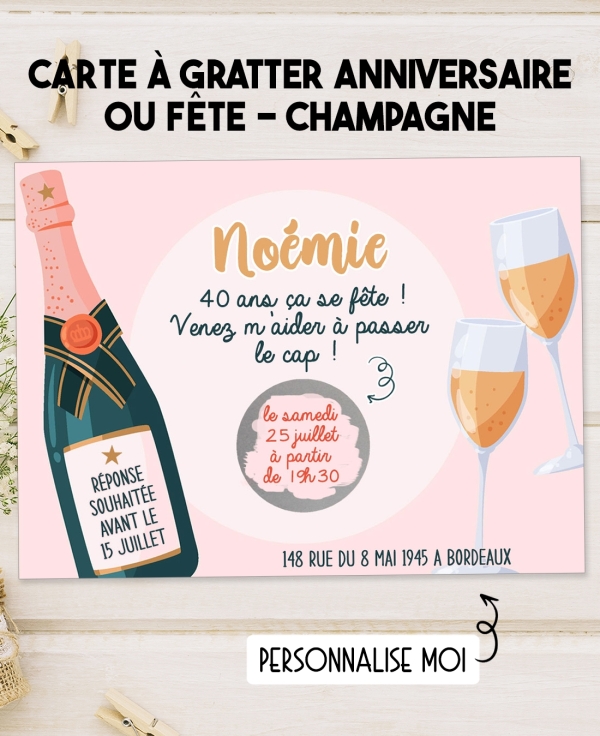 Carte d'invitation anniversaire. carte gratter fête. carte gratter anniversaire. invitation originale. invitation anniversaire.