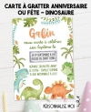 carte invitation. carte baptême. carte anniversaire enfant. carte dinosaure. anniversaire dinosaure. carte invitation gratter. i