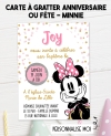carte invitation. carte bapteme. carte anniversaire enfant. carte minnie. anniversaire minnie. carte invitation gratter