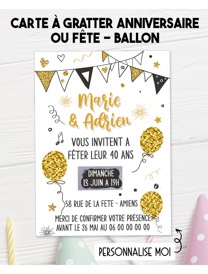 Invitation Anniversaire Ballons pour fille