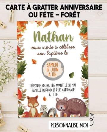 carte gratter bapteme. invitation bapteme automne. invitation bapteme originale. invitation gratter