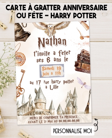 invitation Harry potter. anniversaire garçon. invitation anniversaire enfant. carte invitation enfant. carte enfant Harry potter