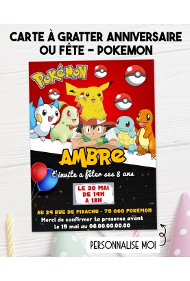 invitation Pokemon. anniversaire garçon. invitation anniversaire enfant. carte invitation enfant. carte enfant Pokemon.