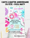 carte invitation. carte fête adulte. carte pool party. anniversaire piscine.carte invitation gratter.