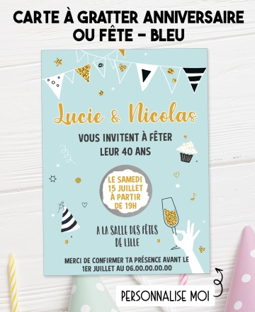 invitation anniversaire adulte bleu. carte invitation adulte. carte adulte. invitation original. invitation mariage