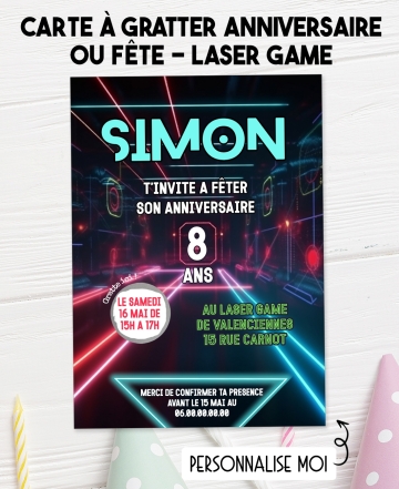 carte anniversaire laser game. anniversaire laser game. fete anniversaire enfant