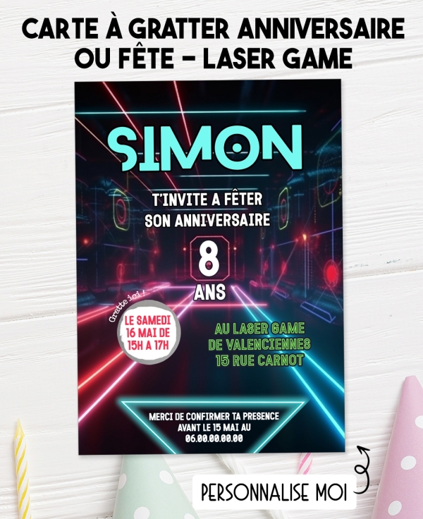 carte anniversaire laser game. anniversaire laser game. fete anniversaire enfant