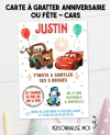 invitation cars. anniversaire garçon. invitation anniversaire enfant. carte invitation enfant. carte enfant cars. carte gratter