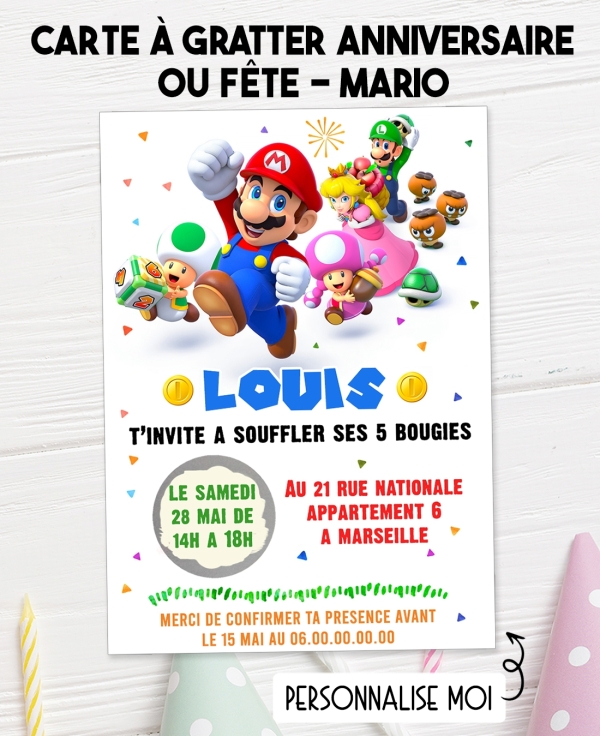 invitation super mario. anniversaire carte. invitation anniversaire enfant. carte invitation enfant. carte enfant super mario.