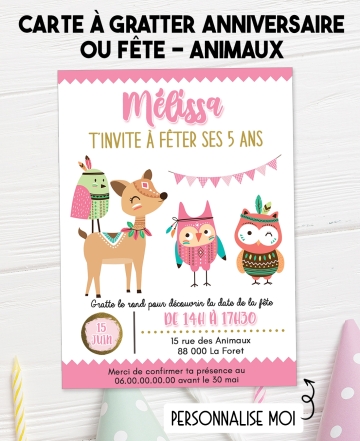 invitation anniversaire. carte invitation gratter. invitation original. invitation feavane. invitation anniversaire attrape fore