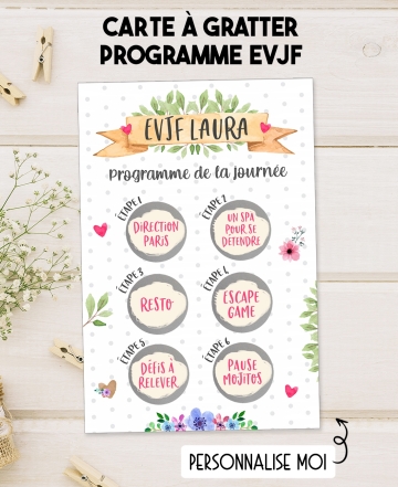 carte EVJF. carte anniversaire originale. carte programme EVJF. animation EVJF