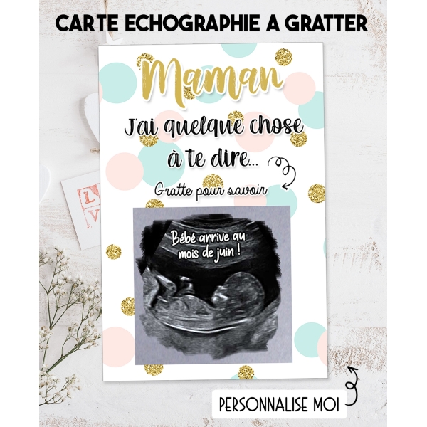 Cadre Annonce Grossesse En Bois Avec Clips - Cadeau Future Maman, Grands-parents - Affiche échographie Bébé