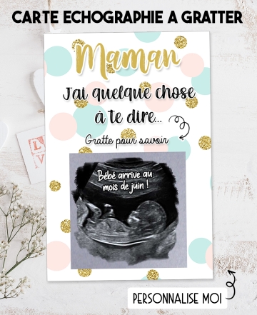 annonce grossesse. carte gratter grossesse. carte échographie. annonce grossesse originale