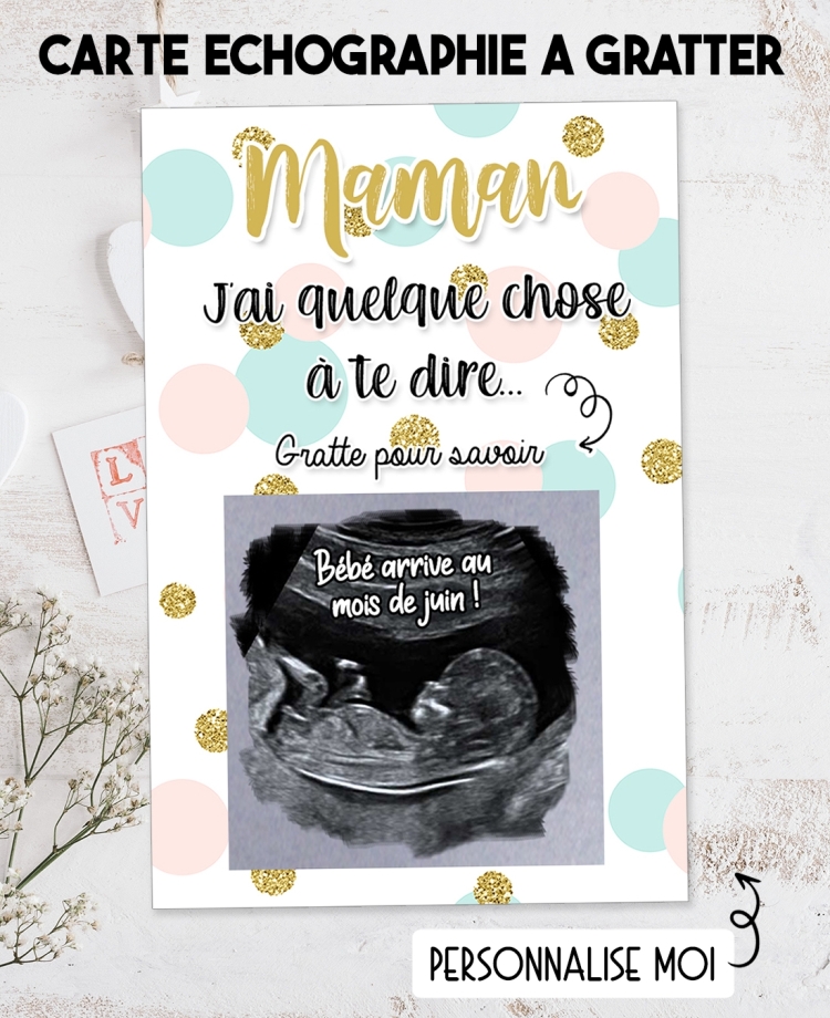 annonce grossesse. carte gratter grossesse. carte échographie. annonce grossesse originale