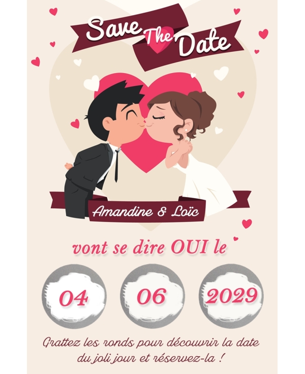 Save the date "couple" à gratter pour annoncer votre mariage ou pacs ...