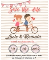 Mini Save the date "couple vélo" à gratter pour annoncer votre mariage ou pacs.  annonce mariage. annonce pacs