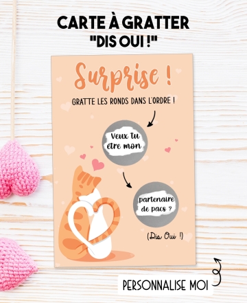 Mini-carte à gratter "Dis Oui !" pour demande originale mariage, témoin