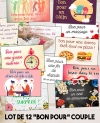Lot de 12 "Bon pour" spécial couple, pour votre amoureux(se). bon couple. bon pour saint valentin. carte amour