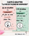 Carte à gratter "La vie est pleine de surprises" pour annonce ou demande originale. carte surprise. carte bonne nouvelle. carte