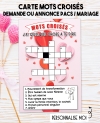 Carte mots croisés Amour pour annonce ou demande mariage/pacs