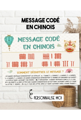 Message codé en chinois - personnalisable. message chinois. carte annonce originale. carte demande originale. carte message codé
