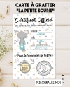 Carte à gratter cadeau dent de lait. carte la petite souris. cadeau enfant la petite souris. carte souris. carte dent lait