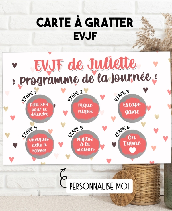 carte EVJF. carte anniversaire originale. carte programme EVJF. animation EVJF