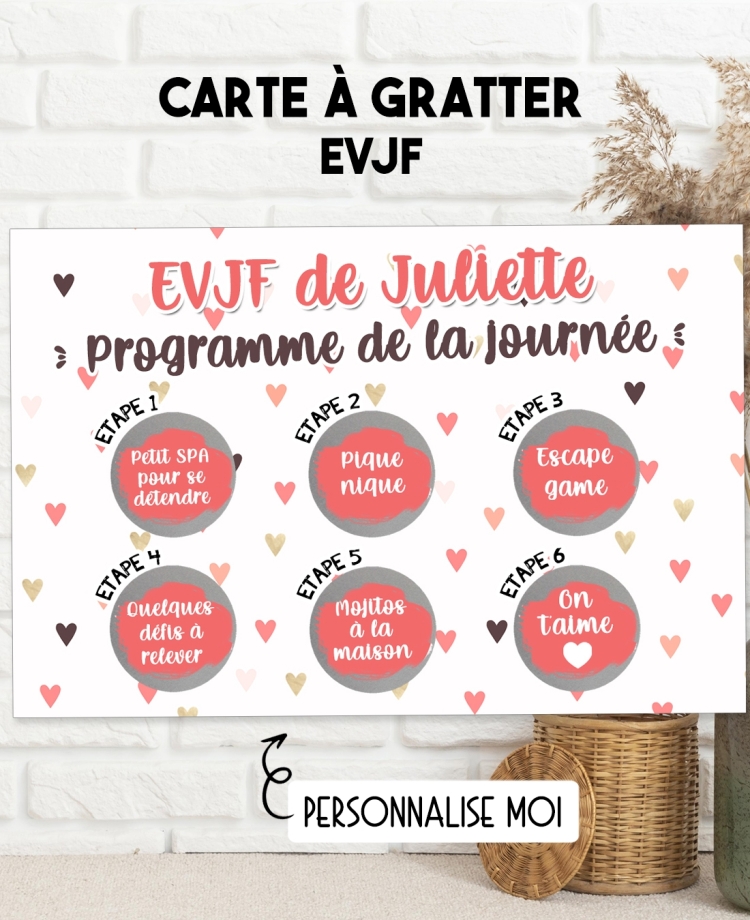 carte EVJF. carte anniversaire originale. carte programme EVJF. animation EVJF