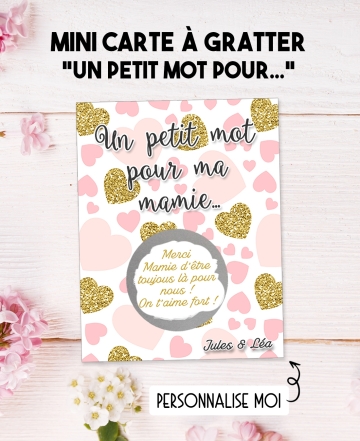 carte maman. mot pour maman.. Mini-carte à gratter "Un petit mot pour..."  ma maman, mamie - personnalisable