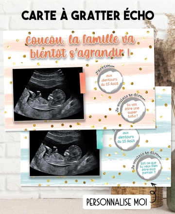 Carte gratter annonce de grossesse. demande parrain. tu vas etre papy. carte échographie. carte gratter grossesse