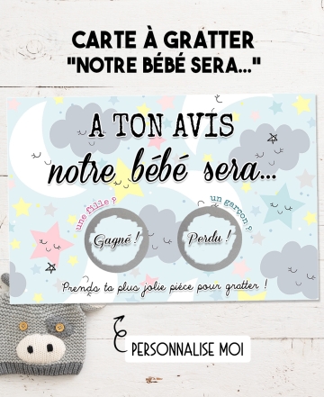 Carte à gratter annonce du sexe "A ton avis Fille ou Garçon ?" sexe bébé. annonce sexe bébé. fille ou garçon ?