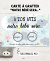 Carte à gratter annonce du sexe "A ton avis Fille ou Garçon ?" sexe bébé. annonce sexe bébé. fille ou garçon ?