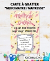 Carte à gratter Merci maîtresse personnalisable. carte maitresse. merci maitresse. merci nounou. cadeau original maitresse