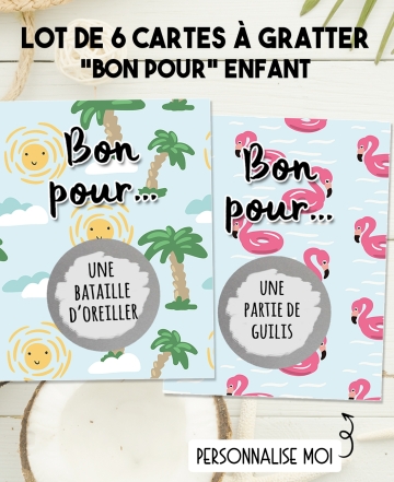 6 cartes à gratter "Bon pour" pour les enfants. carte cadeau enfant. carte gratter bon pour. cadeau original enfant