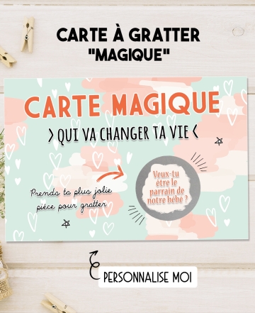 Carte à gratter "Carte magique" pour annonce ou demande originale. carte gratter magique