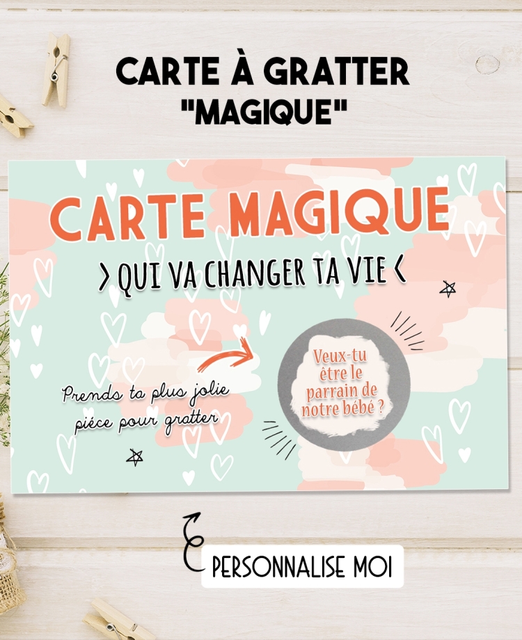 Carte à gratter "Carte magique" pour annonce ou demande originale. carte gratter magique