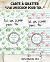 Carte à gratter "J'ai un scoop pour toi" pour annonce originale. Annonce grossesse, sexe de bébé, parrain/marraine