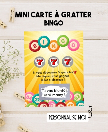 Mini-carte à gratter "Bingo" pour annonce ou demande originale. carte gratter cadeau
