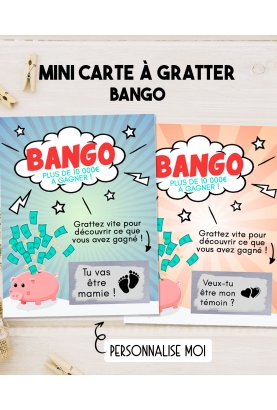 Mini-carte à gratter "Bango" pour annonce originale
