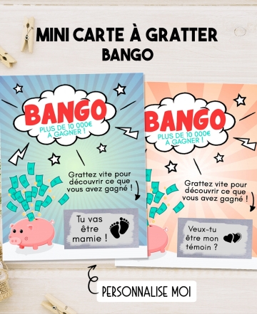 Mini-carte à gratter "Bango" pour annonce originale