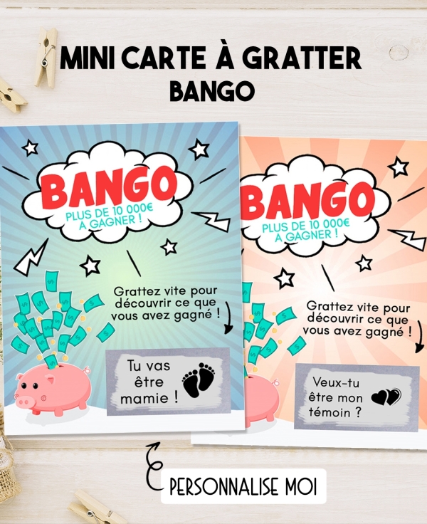 Mini-carte à gratter "Bango" pour annonce originale