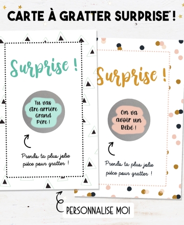 Carte à gratter "Surprise !" pour annonce ou demande originale