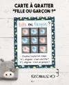 Mini-carte à gratter morpion "Fille ou Garçon ?". annonce sexe bébé. annonce originale fille garçon