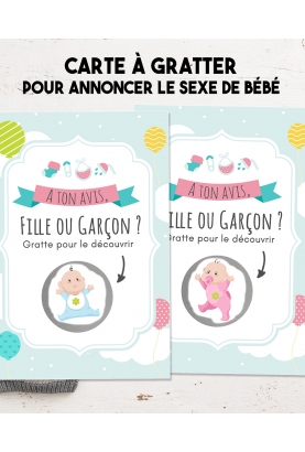Carte à gratter annonce du sexe "Fille ou Garçon ?"